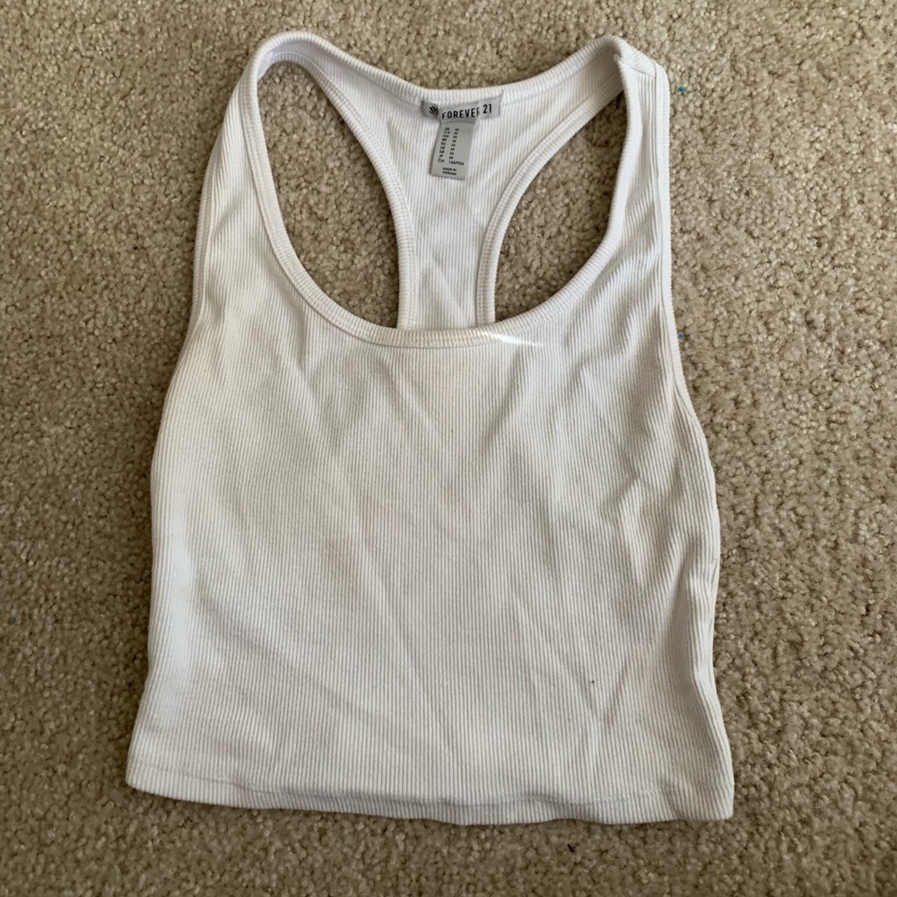 White racer back cropped tank